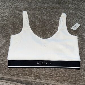 White SPORT BRA with Black Band “BEIS” GAP BODY SIZE XS N.W.T